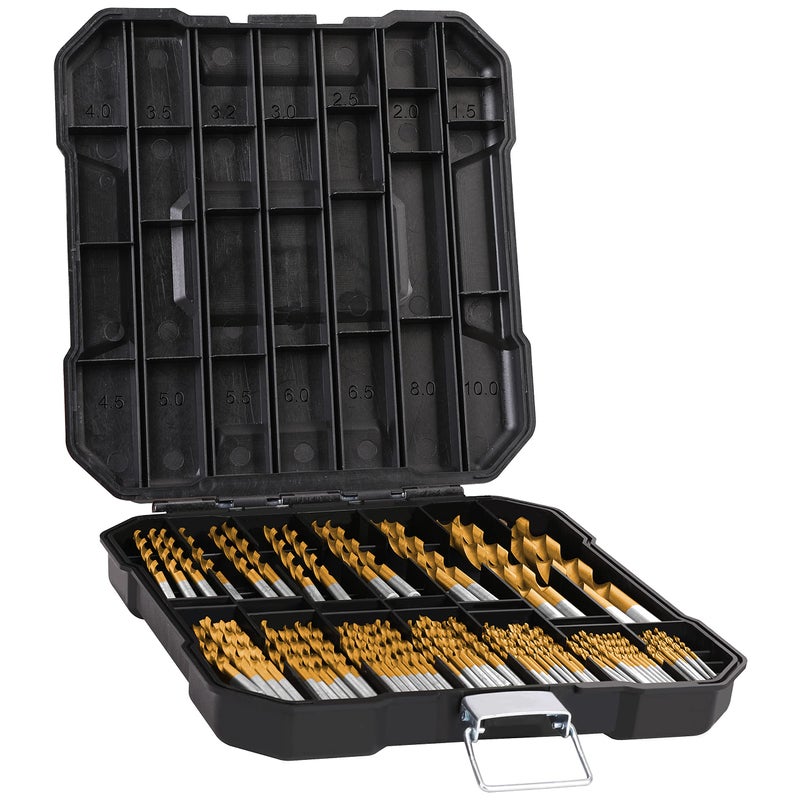PLATINUMEDGE Metric 99 Pieces Titanium Twist Drill Bit Set, 135Â° Tip High Speed Steel, Size from 1.5mm up to 10mm, Ideal Drilling in Wood/Cast Iron/Aluminum Alloy/Plastic/Fiberglass, with Hard Storage - Image 1